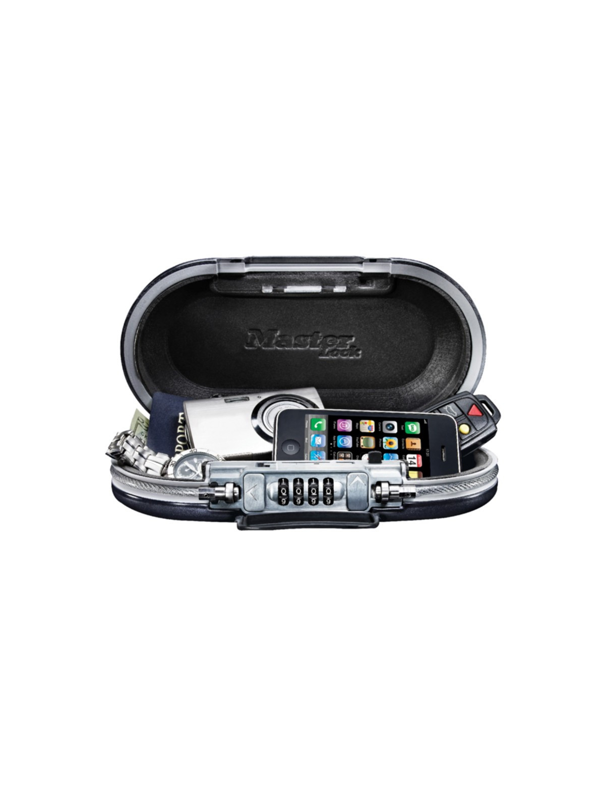 Mini-coffre portable à combinaison Master Lock 5900EURD ouvert